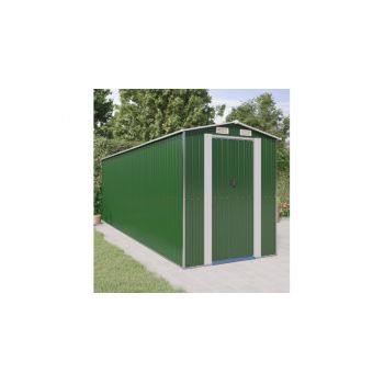 Magazie gradina de gradina, verde, 192x606x223 cm, otel zincat la reducere