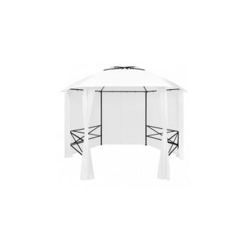 Pavilion de gradina cu perdele, alb, 360x312x265 cm, 180 g/m²