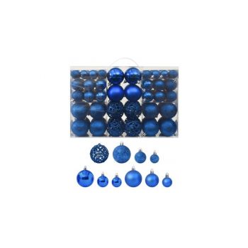 Set de globuri de Craciun, 100 piese, albastru