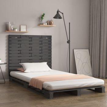 vidaXL Tăblie de pat pentru perete, gri, 106x3x91,5 cm, lemn masiv pin
