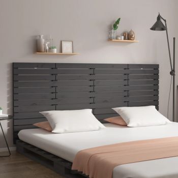 vidaXL Tăblie de pat pentru perete, gri, 206x3x91,5 cm, lemn masiv pin