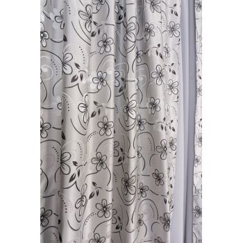 Draperie Argintiu Soft cu Imprimeu Floral - BOTD052_PLC