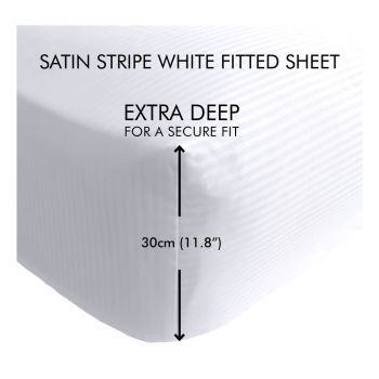 Cearceaf alb cu elastic 90x190 cm Satin Stripe - Catherine Lansfield ieftin