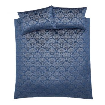 Lenjerie albastră pentru pat dublu 200x200 cm Art Deco Pearl - Catherine Lansfield ieftina