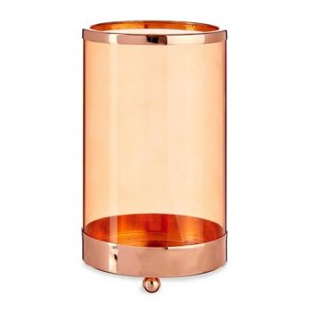 Suport pentru lumanare Cylinder, Gift Decor, 9.7 x 9.7 x 16.5 cm, metal/sticla, aramiu