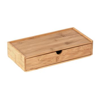 Cutie depozitare cu sertar, Wenko, Terra, 28 x 6 x 14 cm, lemn de bambus, maro ieftina