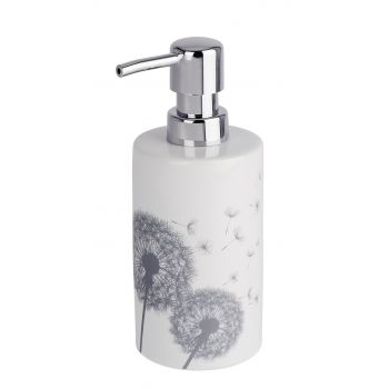 Dozator sapun lichid, Wenko, Astera, 8 x 18 cm, ceramica, alb/gri ieftina