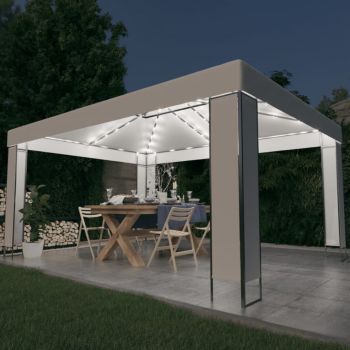 vidaXL Pavilion cu șir de lumini LED, alb, 3x4 m