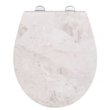 Capac de toaleta cu sistem automat de coborare, Wenko, Easy-Close White Marble, 38 x 44.5 cm, duroplast, multicolor