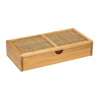 Cutie depozitare cu sertar, Wenko, Allegre, 28 x 6 x 14 cm, bambus/ratan, natur ieftina