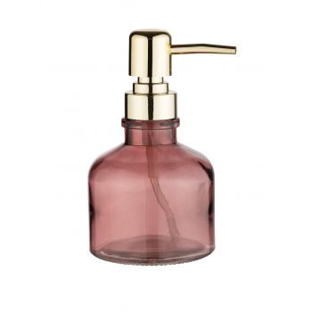 Dozator sapun lichid, Wenko, Atessa, 200 ml, 8 x 14 x 8 cm, sticla, roz ieftina