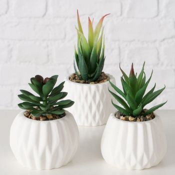 Set 3 plante artificiale in ghiveci ceramic H15xD7cm Kergan