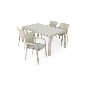 Set mobilier gradina, dining, 4 scaune si masa, aluminiu si poliratan, HORECA la reducere