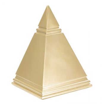 Decoratiune din polirasina Piramide Auriu, L11,5xl11,5xH15,5 cm