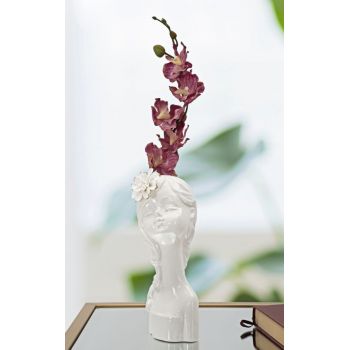 Vaza decorativa din portelan, Young Lady Flower Alb / Auriu, L10,5xl10xH24,7 cm
