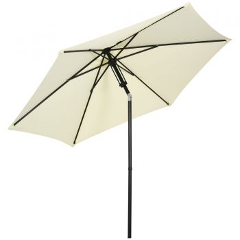 Umbrela pentru gradina Outsunny, poliester si metal cu 6 bare, Ø262x243cm, bej si negru | Aosom RO