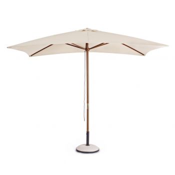 Umbrela pentru gradina/terasa Syros, Bizzotto, 300 x 300 x 250 cm, stalp Ø48 mm, lemn/poliester, natural