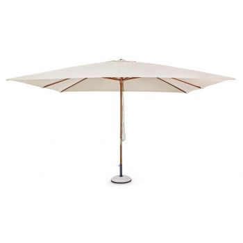 Umbrela pentru gradina/terasa Syros, Bizzotto, 400 x 300 x 270 cm, stalp Ø48 mm, lemn/poliester, natural