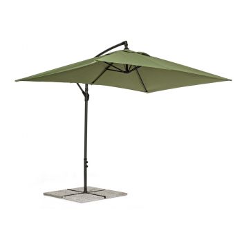 Umbrela pentru gradina/terasa Texas, Bizzotto, 300 x 200 x 260 cm, stalp 48 mm, stalp rotativ 360°, otel/poliester, verde oliv