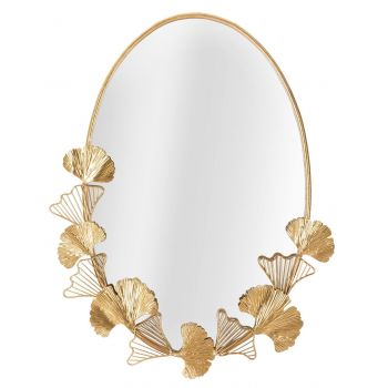 Oglinda decorativa Little Leaf, Mauro Ferretti, 78 cm, fier, auriu ieftina