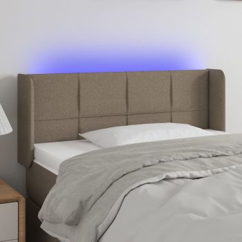 vidaXL Tăblie de pat cu LED, gri taupe, 83x16x78/88 cm, textil