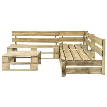 vidaXL Set mobilier de grădină din paleți, 4 piese, lemn