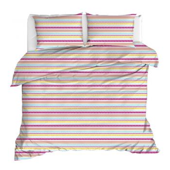 Lenjerie de pat roz din bumbac pentru pat dublu/extinsă 200x220 cm Iva - Mijolnir