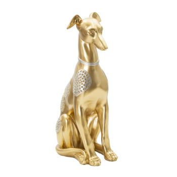Decoratiune din rasina Dog Sitting Auriu, L19,8xl10xH29 cm