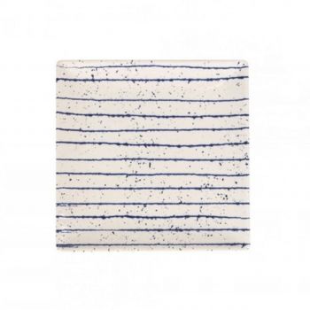 Farfurie pentru desert Arago, La Mediterranea, 18x18x2 cm, portelan, alb/albastru