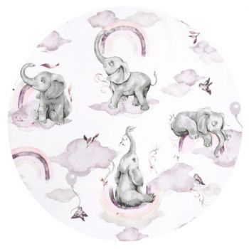 Perna bebelusi Ursulet Qmini multifunctionala 30x23 cm Elephants on Rainbow Pink