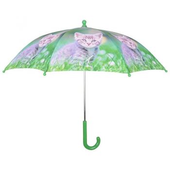 Umbrela pentru copii Kittens Grey / Verde, Ø71xH58 cm
