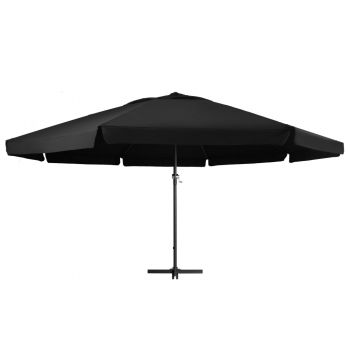 vidaXL Umbrelă de soare exterior cu stâlp aluminiu, negru, 600 cm