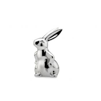 Decoratiune Rabbit, Hermann Bauer, 14x12x20 cm, portelan, argintiu