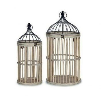 Set 2 colivii decorative Cage Circular, Gift Decor, Ø30 x 61 cm, lemn/metal, natural