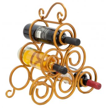 Suport pentru sticle de vin Glam Ring, Mauro Ferretti, 6 sticle, 36 x 33.54 cm, fier, auriu