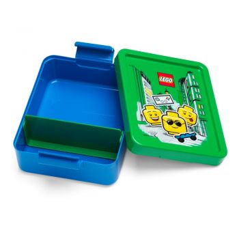 Cutie pentru gustare cu capac verde LEGO® Iconic, albastru la reducere