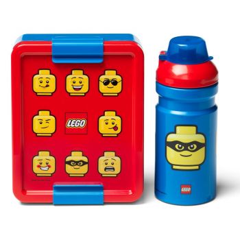Set caserolă pentru gustări și sticlă LEGO® Iconic, roșu-albastru ieftin