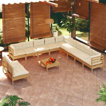 vidaXL Set mobilier grădină cu perne 12 piese maro miere lemn de pin