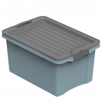 Cutie depozitare plastic albastra cu capac negru Rotho Compact 4.5L