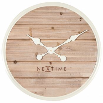 Ceas de perete NeXtime Plank 50cm white la reducere