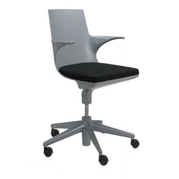 Scaun birou cu brate Kartell Spoon Chair design Antonio Citterio & Toan Nguyen gri-negru