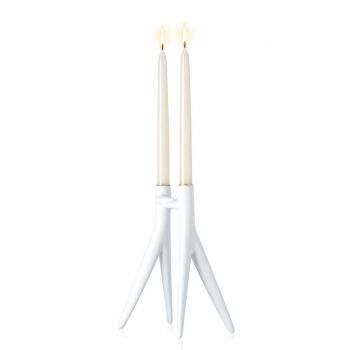 Suport lumanari Kartell Abbracciaio design Philippe Starck & Ambroise Maggiar h 25cm alb mat