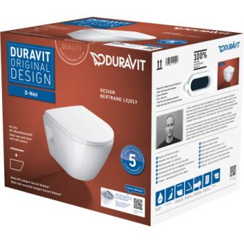 Set vas wc suspendat Duravit D-Neo Compact Rimless si capac cu inchidere lenta