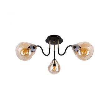 Plafonieră negru/auriu cu abajur din sticlă Unica – Candellux Lighting ieftina