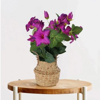 Floare artificiala Hibiscus, 20x20x35 cm, polipropilena, mov ieftina
