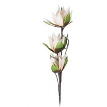 Floare artificiala Proteaceae, H98 cm, poliester, alb la reducere