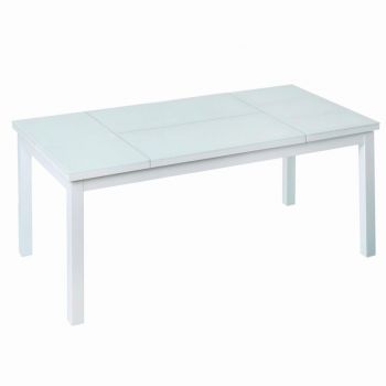 Masa pentru gradina cu blat rabatabil Agnes, 120 x 60 x 48.5 cm, aluminiu/sticla temperata, alb ieftina