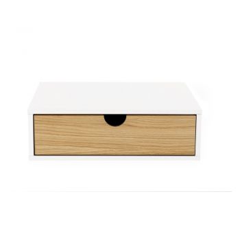 Noptieră alb/în culoare naturală cu aspect de lemn de stejar Farsta – Woodman