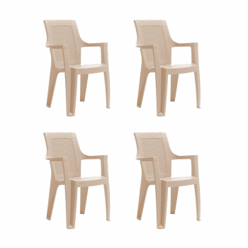 Set 4 scaune gradina ELEGANCE, model ratan, cappucino, 62x57x88 cm