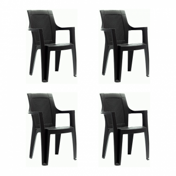 Set 4 scaune gradina ELEGANCE, model ratan, maro, 62x57x88 cm